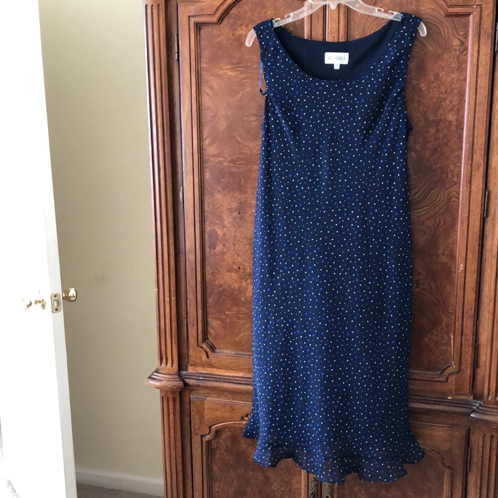 •Studio I• Dot Ruffle Hem Midi Dress